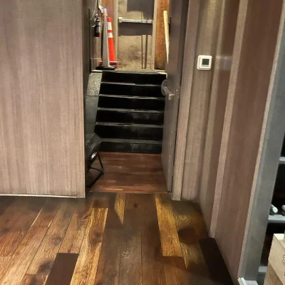 cleaning of small stairs in restaurant